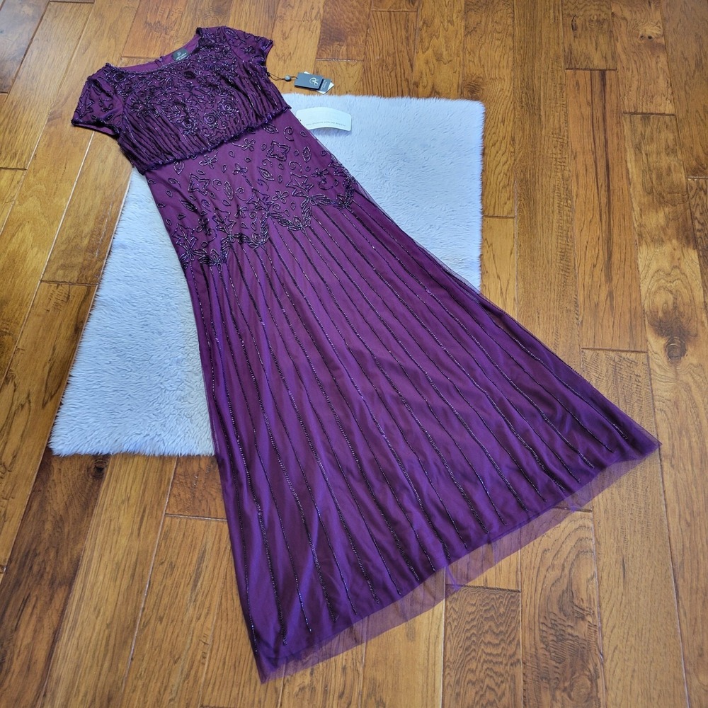 NWT Adrianna Papell Dress Gown Women's 10 Purple Fairy Beaded Whimsigoth